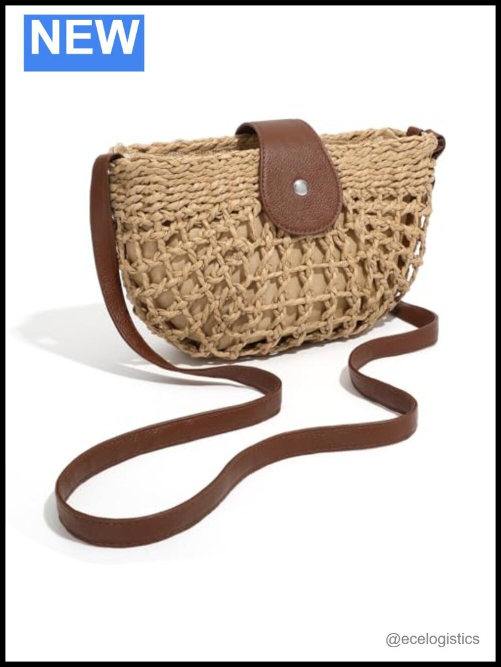 Handwoven Straw Crossbody Bag Beach Purse Summer Shoulder Bag Woven Sling
